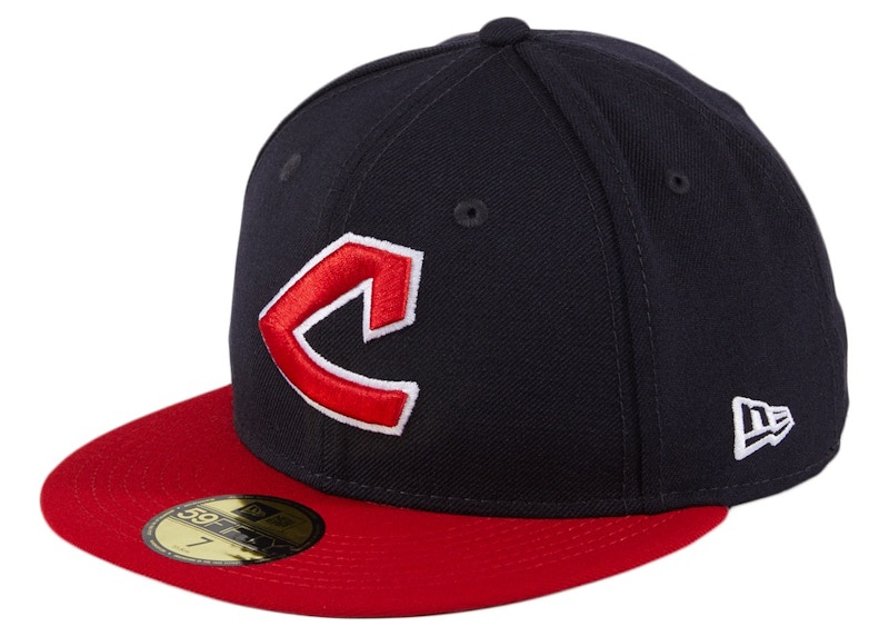 Pre-owned New Era Men's Cleveland Indians Cooperstown 1973 59fifty Fitted Hat In Navy Blue/red