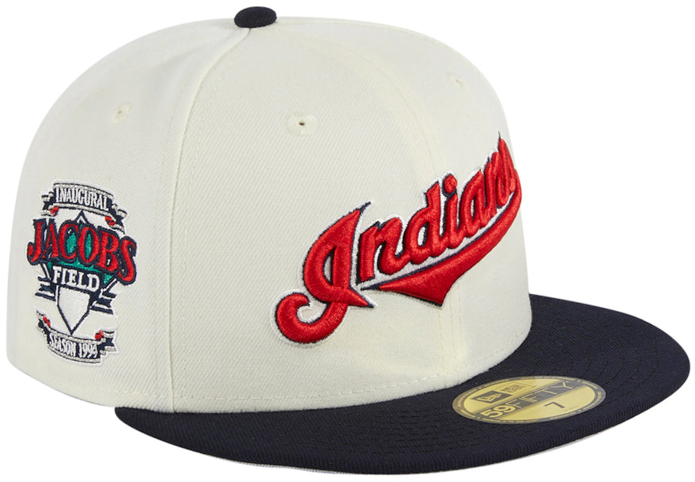 New Cleveland Indians Jacobs Field Patch Hat Club Exclusive 59Fifty Fitted Hat White/Navy - SS22 - US