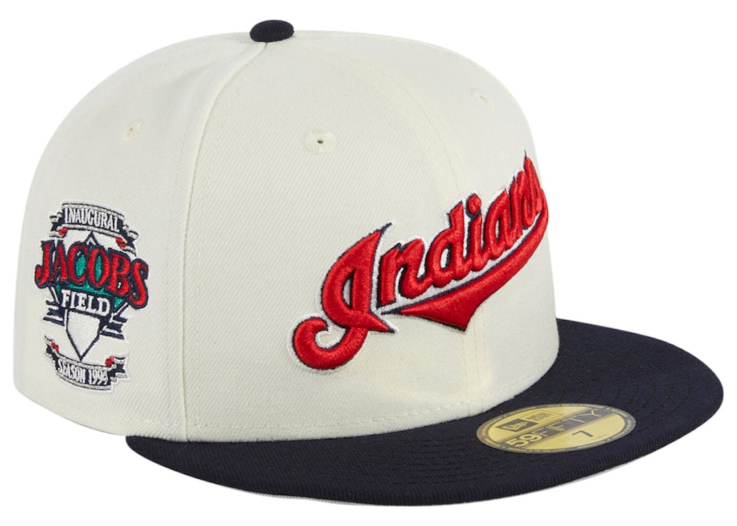 Pre-owned New Era Cleveland Indians Jacobs Field Patch Hat Club Exclusive 59fifty Fitted Hat White/navy