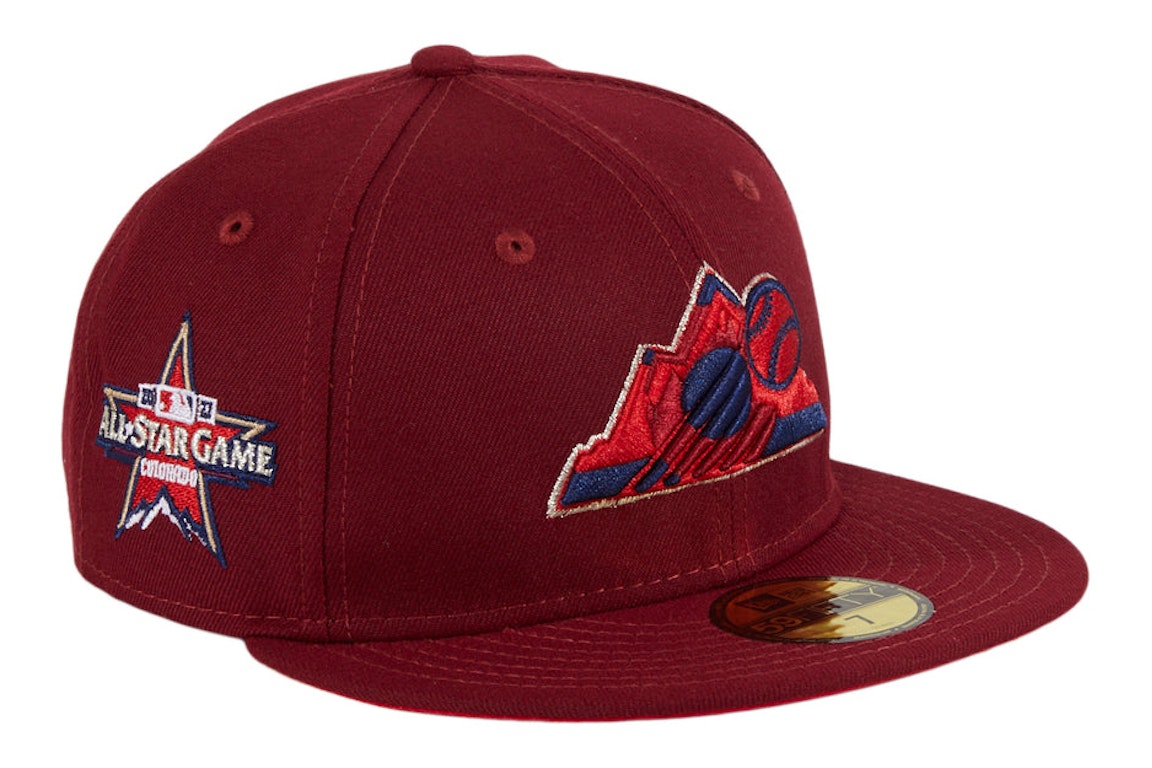 Pre-owned New Era Colorado Rockies 2021 All Star Game Patch Mountain Hat Club Exclusive 59fifty Fitted Hat Car In Cardinal/red