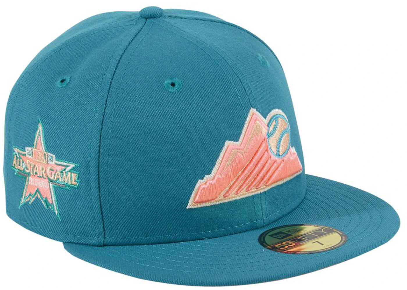 New Era Colorado Rockies Badlands 2021 All Star Game Patch Mountain Hat  Club Exclusive 59Fifty Fitted Hat Teal Men's - FW21 - US