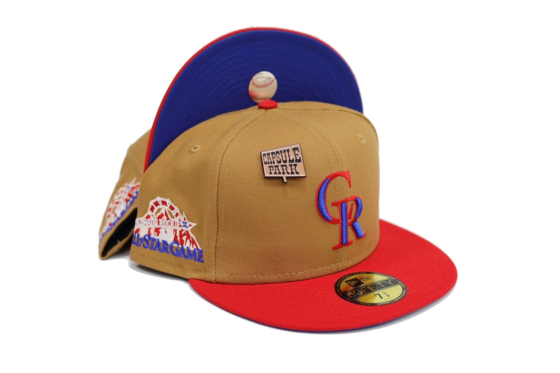 Pre-owned New Era Colorado Rockies Capsule Park Collection 1998 All Star Game 59fifty Fitted Hat Brown/blue