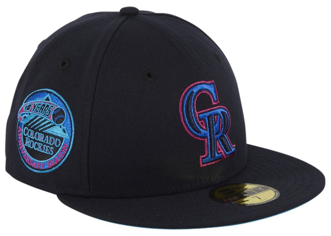Pre-owned New Era Colorado Rockies Cyberpunks 10th Anniversary Patch Hat Club Exclusive 59fifty Fitted Hat Nav In Navy
