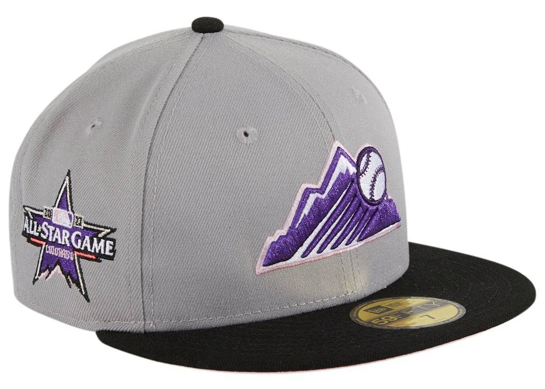 Pre-owned New Era Colorado Rockies Fuji 2021 All Star Game Patch Hat Club Exclusive 59fifty Fitted Hat Grey/bl In Grey/black