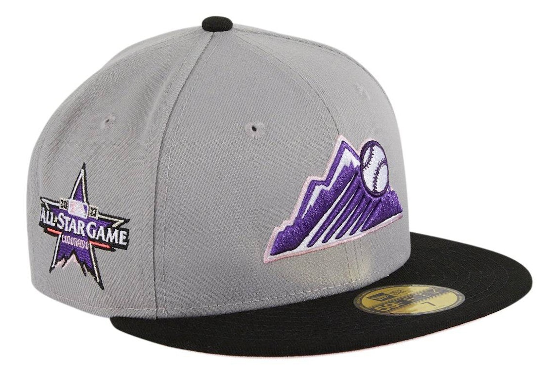 Pre-owned New Era Colorado Rockies Fuji 2021 All Star Game Patch Hat Club Exclusive 59fifty Fitted Hat Grey/bl In Grey/black
