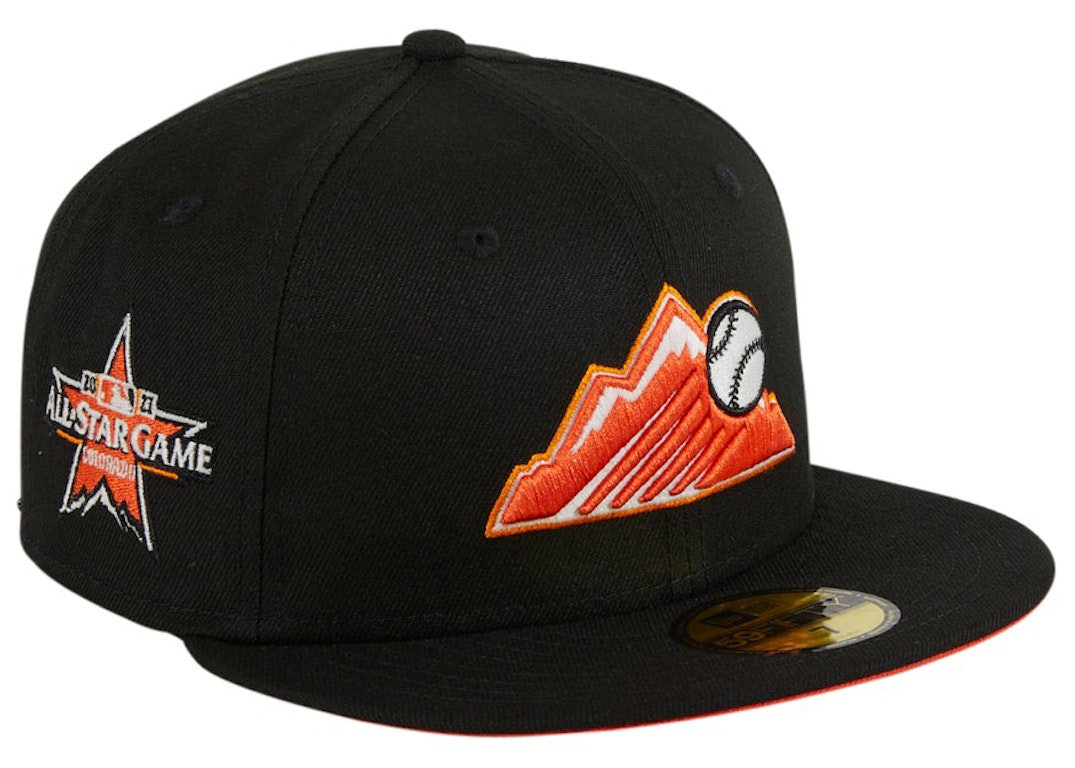 Pre-owned New Era Colorado Rockies Glow My God 2021 All Star Game Patch Mountain Hat Club Exclusive 59fifty Fi In Black