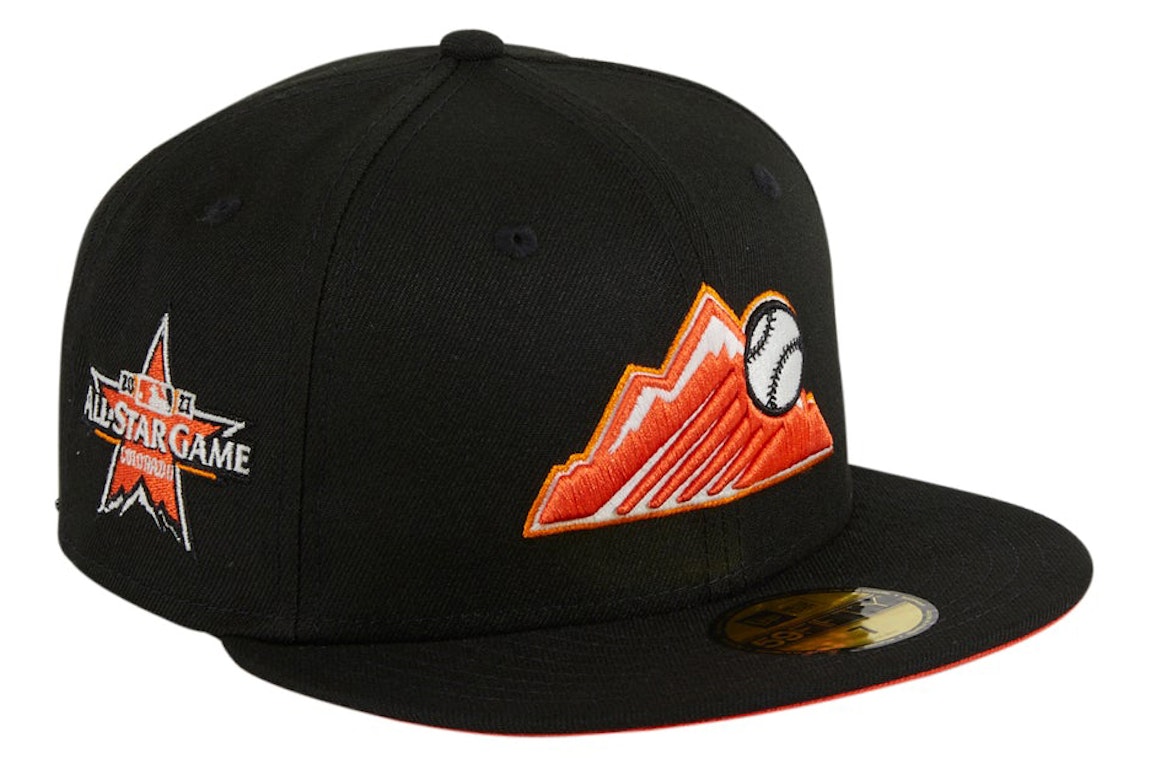 Pre-owned New Era Colorado Rockies Glow My God 2021 All Star Game Patch Mountain Hat Club Exclusive 59fifty Fi In Black