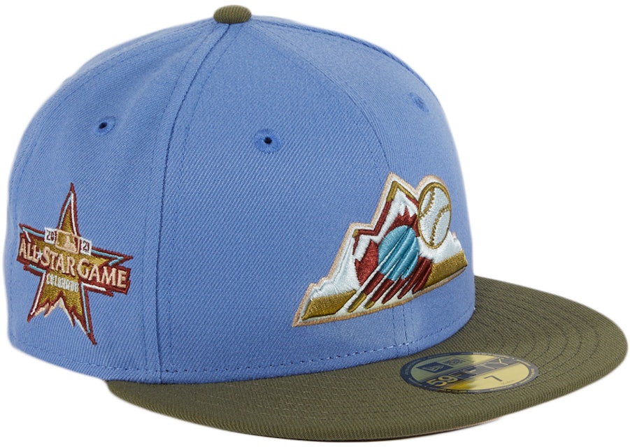 New Era Colorado Rockies Badlands 2021 All Star Game Patch Mountain Hat  Club Exclusive 59Fifty Fitted Hat Teal Men's - FW21 - US