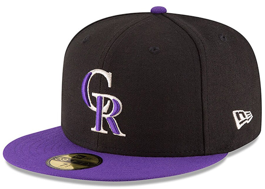 Pre-owned New Era Colorado Rockies On-field Alternate Authentic Collection 59fifty Fitted Hat Black/purple