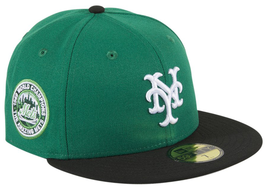 New Era Cool Fall Fashion New York Mets 1969 World Series Champions Patch  Hat Club Exclusive Fitted Hat Kelly/Black