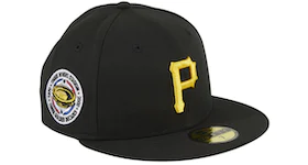 New Era Cool Fall Fashion Pittsburgh Pirates Three Rivers Stadium Patch Hat Club Exclusive Fitted Hat Black/Gray