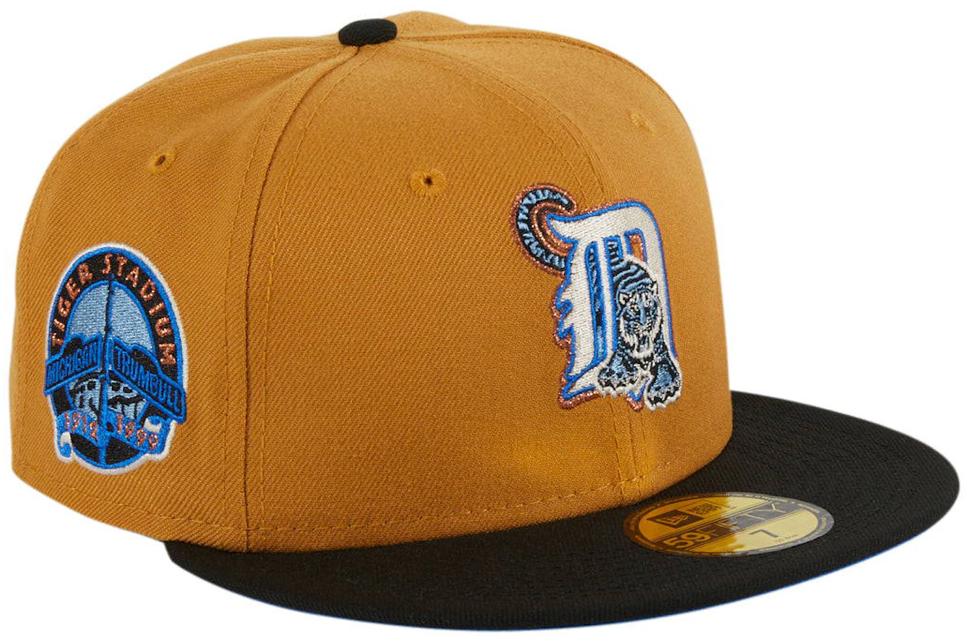VINTAGE Detroit Tigers Hat Cap Size 7 Fitted Blue MLB Baseball New Era USA  90s