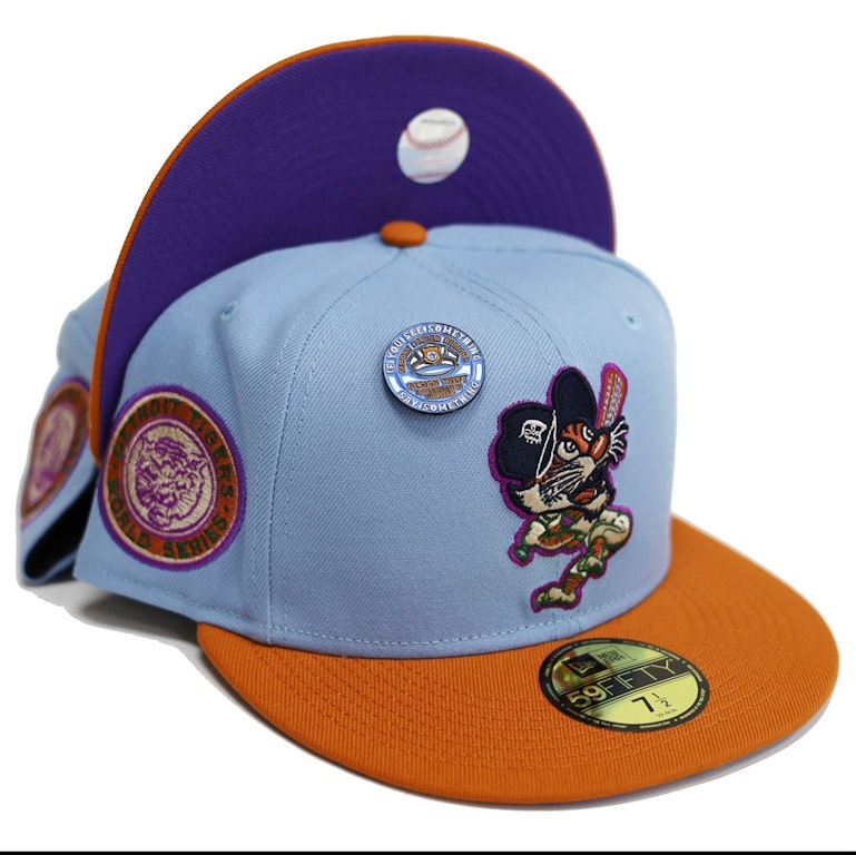 Pre-owned New Era Detroit Tigers Capsule Anti-theft Collection 1968 World Series 59fifty Fitted Hat Blue/purpl In Blue/purple