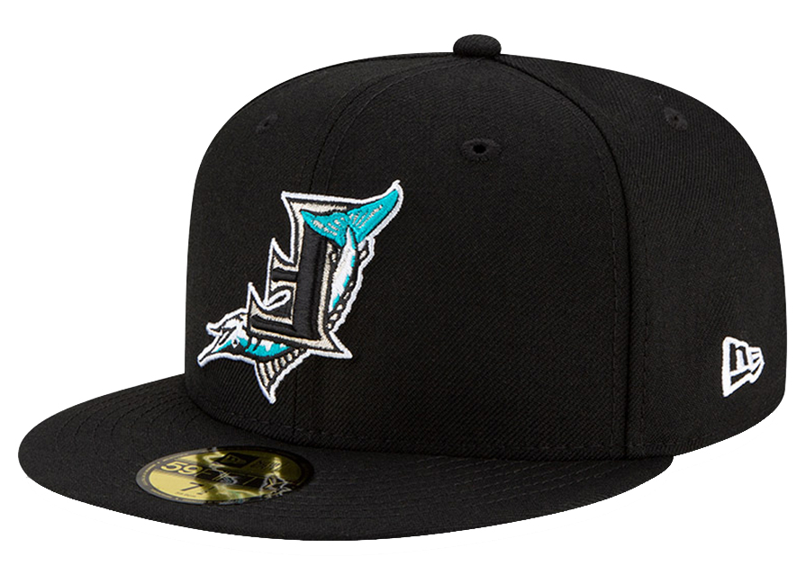 New Era Florida Marlins Upside Down 59Fifty Fitted Hat Black Men's 