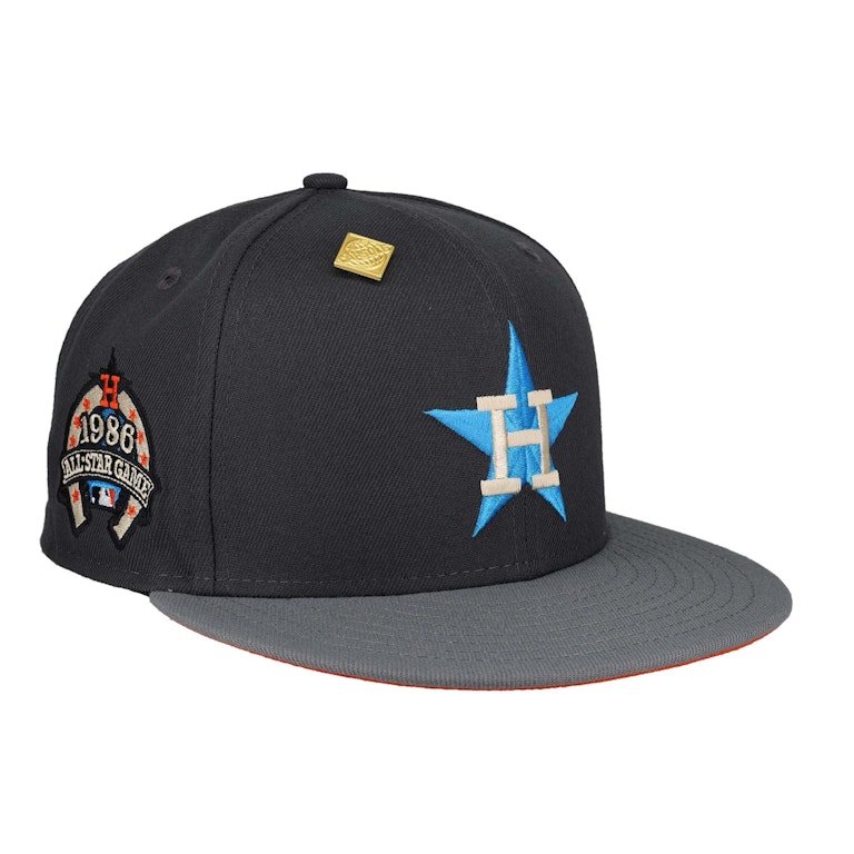 Pre-owned New Era Houston Astros 1986 All Star Game Capsule Hats Exclusive 59fifty Fitted Hat Grey/orange