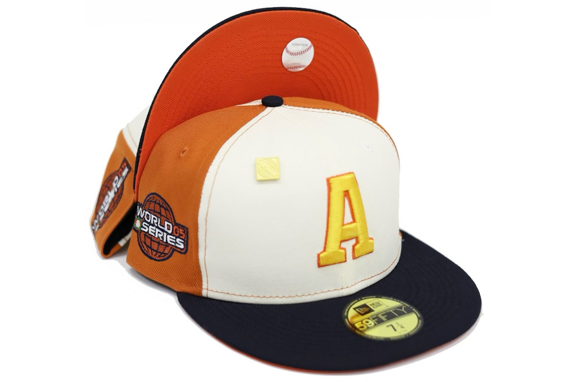 Pre-owned New Era Houston Astros 2005 World Series Capsule Hats 59fifty Fitted Hat White/orange