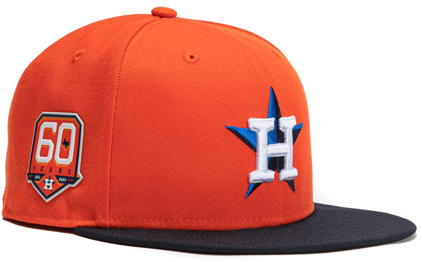 New Era Houston Astros 60th Anniversary Patch Alternate Hat Club Exclusive  59Fifty Fitted Hat Orange/Navy Men's - SS22 - US