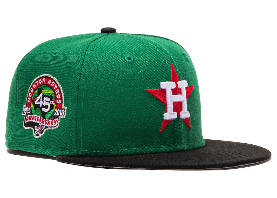 Pre-owned New Era Houston Astros Beer Pack 45th Anniversary Patch Hat Club Exclusive 59fifty Fitted Hat Kelly  In Kelly Green/black