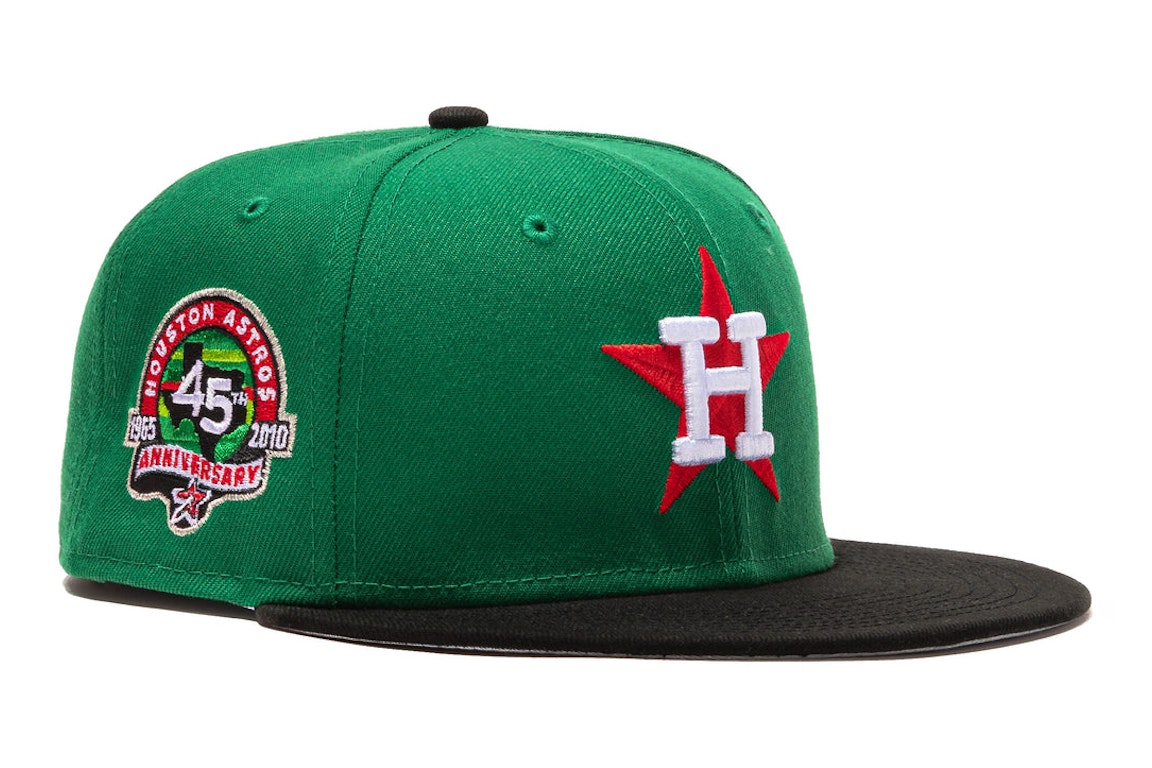 Pre-owned New Era Houston Astros Beer Pack 45th Anniversary Patch Hat Club Exclusive 59fifty Fitted Hat Kelly  In Kelly Green/black