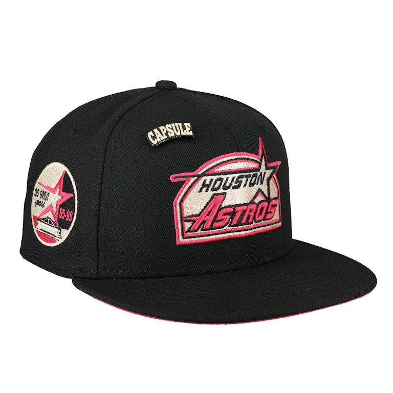Pre-owned New Era Houston Astros Capsule Colors In Cream 35 Years Patch 59fifty Fitted Hat Black/pink