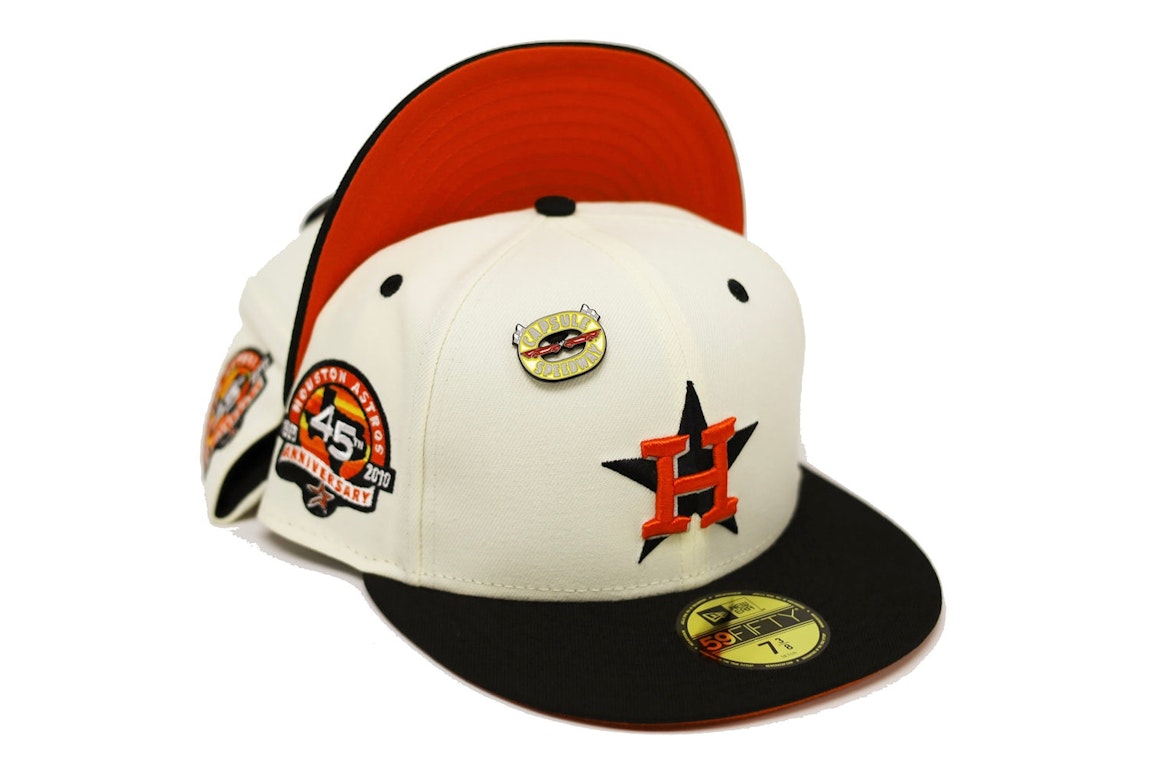 Pre-owned New Era Houston Astros Capsule Speedway 45th Anniversary 59fifty Fitted Hat White/orange