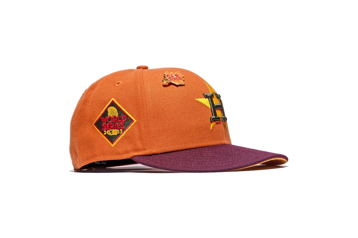 Pre-owned New Era Houston Astros Fall Collection 2017 World Series Capsule Hats Exclusive 59fifty Fitted Hat O In Orange/yellow