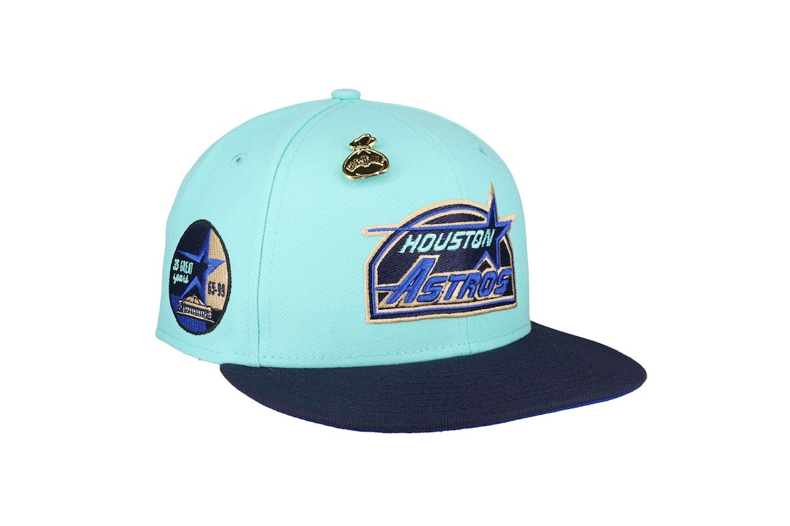 Pre-owned New Era Houston Astros Game 1 35 Years Capsule Fitted Hat 59fifity Fitted Hat Teal/blue