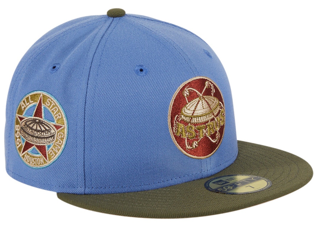 Pre-owned New Era Houston Astros Great Outdoors 1968 All Star Game Patch Hat Club Exclusive 59fifty Fitted Hat In Indigo/olive