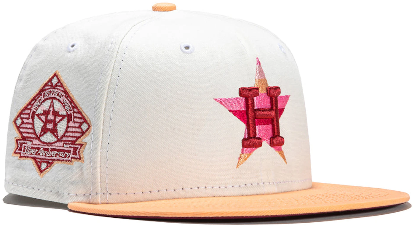 New Era Houston Astros Monaco 25th Anniversary Patch Hat Club Exclusive 59FIFTY Fitted Hat Stone/Peach