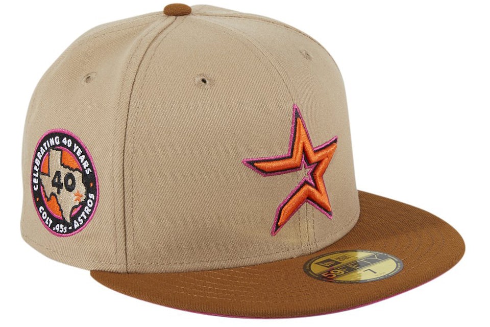 Tan astros fitted hat Clearance