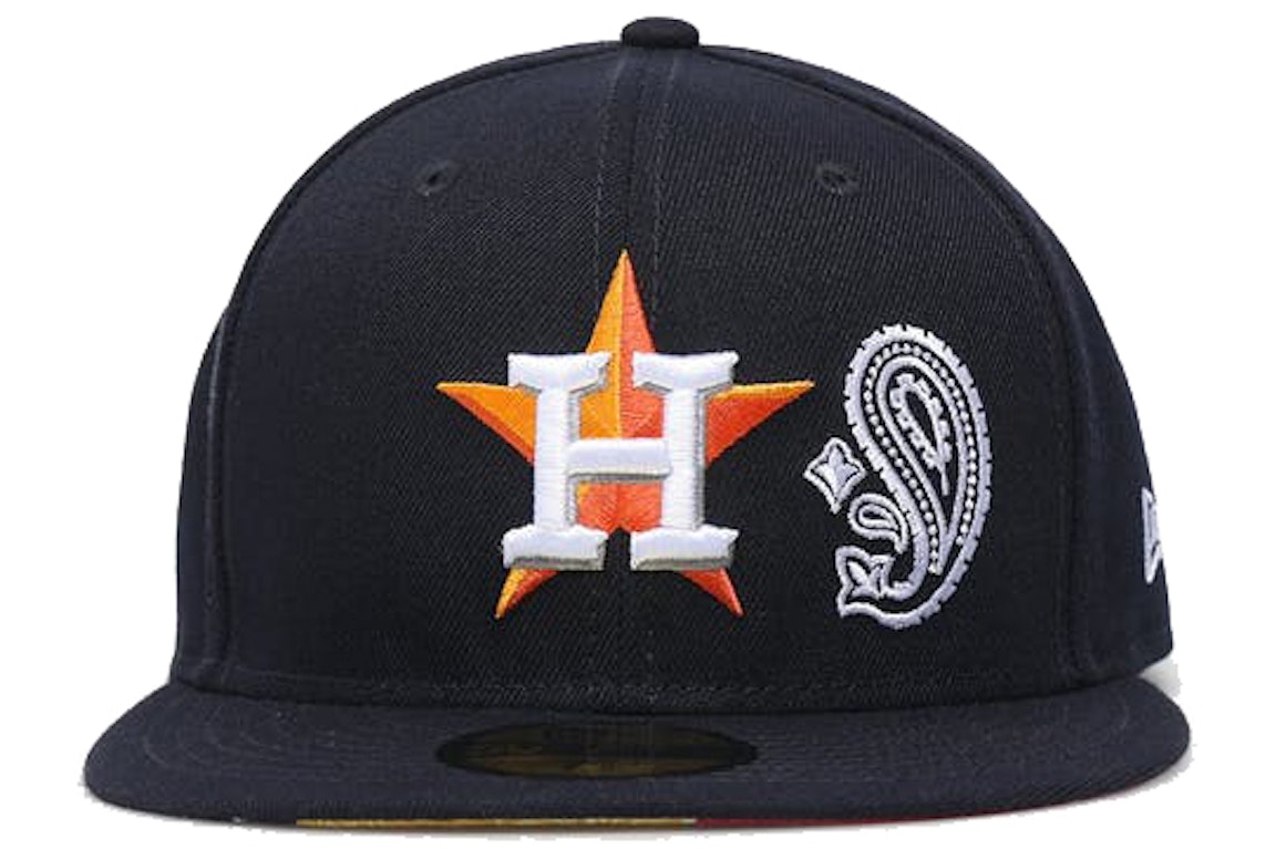 Pre-owned New Era Houston Astros Patchwork Paisley Undervisor 59fifty Fitted Hat Navy