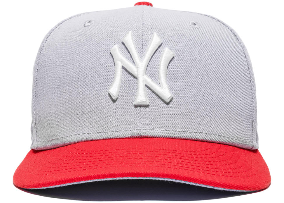 AUTHENTIC NEW ERA NEW YORK YANKEES FITTED GREY-RED BASEBALL CAP 