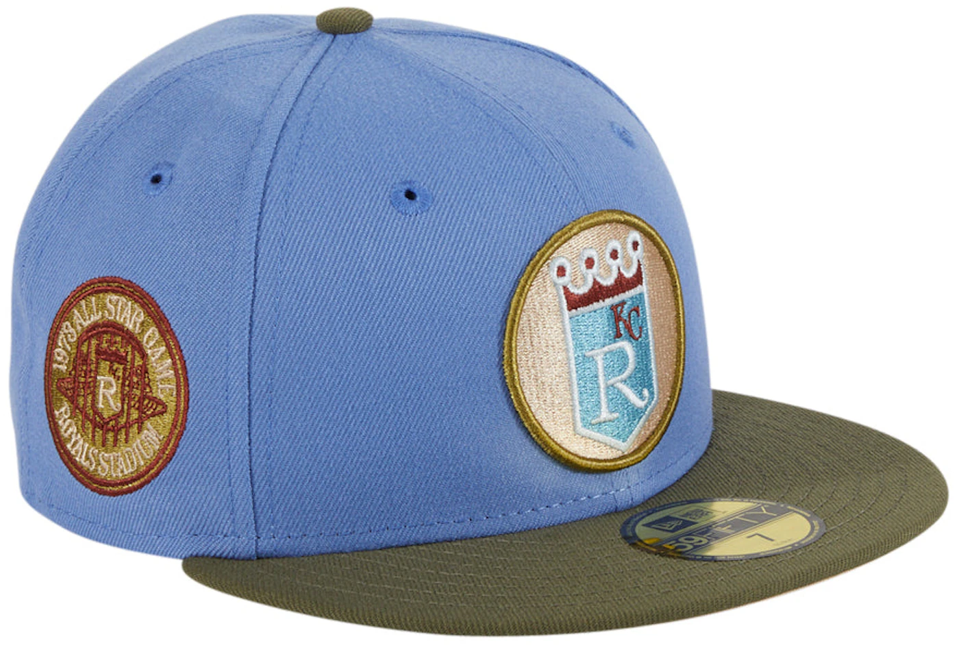 Kansas City Royals New Era 5950 Fitted Hat - Alt 2 - Light Blue/Royal