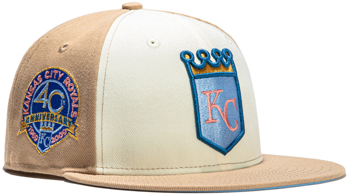 New Era Kansas City Royals Sugar Shack 2.0 40th Anniversary Patch Rail Hat  Club Exclusive 59Fifty Fitted Hat White/Tan/Peach Men's - SS22 - US