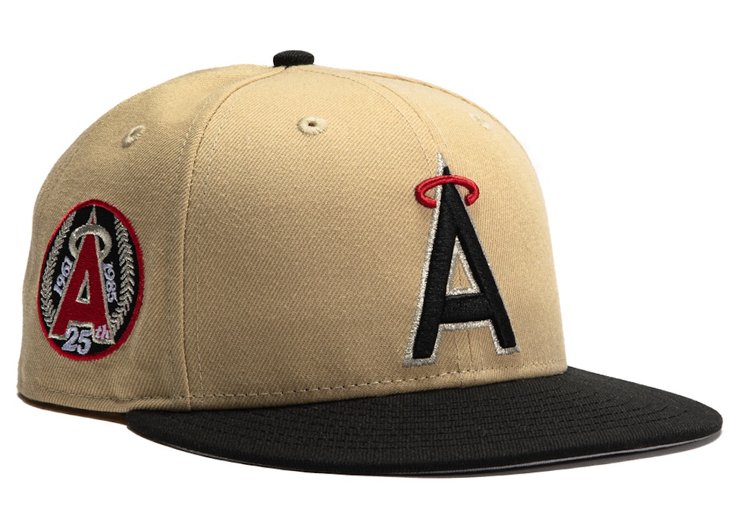 Pre-owned New Era Los Angeles Angels 25th Anniversary Patch Fitted Hat Gold/brown