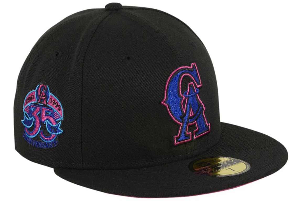 New Era Los Angeles Angels Cyberpunks 35th Anniversary Patch Hat Club Exclusive 59Fifty Fitted Hat Navy