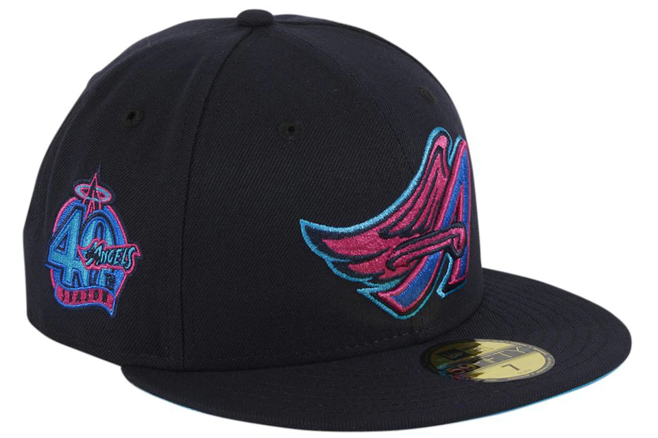 New Era Los Angeles Angels Cyberpunks 40th Anniversary Patch Hat Club Exclusive 59Fifty Fitted Hat Navy