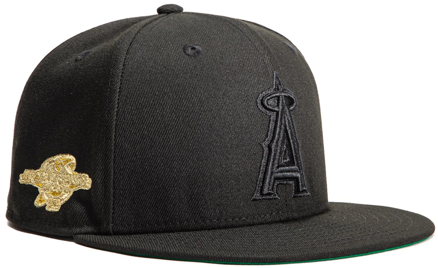 Los Angeles Angels New Era All Black With Red Letter A And 2002 World  Series Patch On Side 59FIFTY Fitted Hat