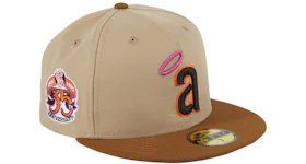 New Era Los Angeles Angels PBJ 35th Anniversary Patch Hat Club Exclusive 59Fifty Fitted Hat Tan/Brown