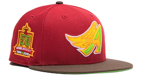 New Era Los Angeles Angels Taco Pack 50th Anniversary Stadium Patch Hat Club Exclusive 59Fifty Fitted Hat Cardinal/Brown