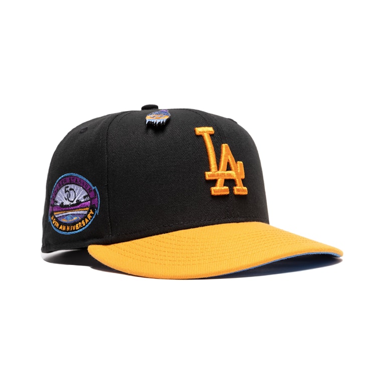 Pre-owned New Era Los Angeles Dodgers Capsule Orange Ice Collection 50th Anniversary 59fifty Fitted Hat Black/ In Black/blue