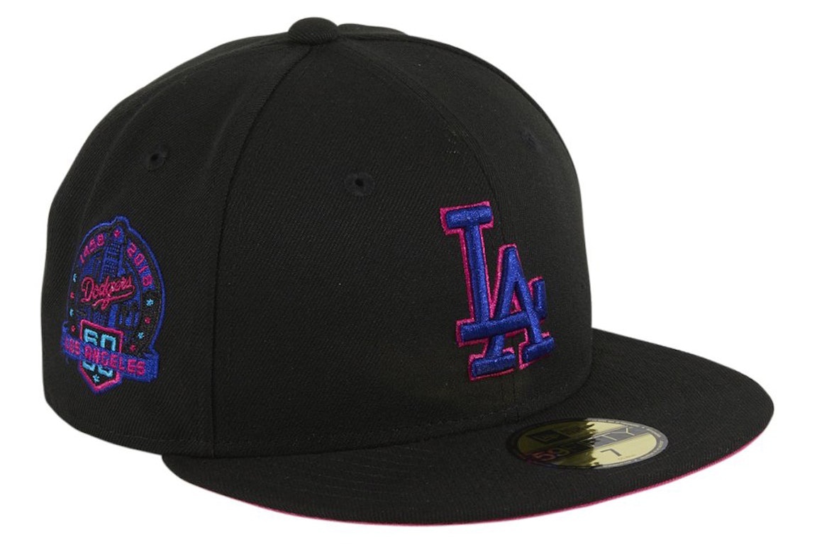 Pre-owned New Era Los Angeles Dodgers Cyberpunks 60th Anniversary Patch Hat Club Exclusive 59fifty Fitted Hat  In Black