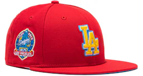 New Era Los Angeles Dodgers Hat Wheels 60th Anniversary Patch Hat Club Exclusive 59Fifty Fitted Hat Red