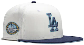 New Era Los Angeles Dodgers Monaco 50th Anniversary Stadium Patch Hat Club Exclusive 59Fifty Fitted Hat Stone/Peach