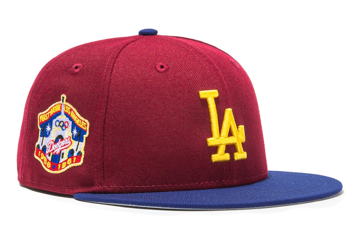 Pre-owned New Era Los Angeles Dodgers Sangria 1st Home Patch Hat Club Exclusive 59fifty Fitted Hat Cardinal/ro In Cardinal/royal