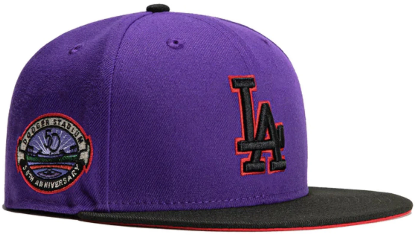 New Era Los Angeles Dodgers Aux Pack Vol 2 40th Anniversary Stadium Patch Hat Club Exclusive 59FIFTY Fitted Hat Black/Red