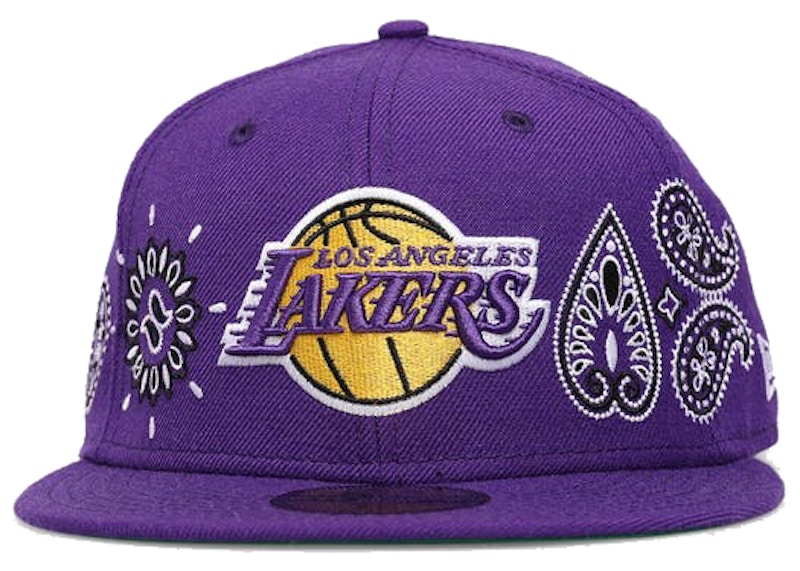 New Era Los Angeles Lakers Paisley 59Fifty Fitted Hat Purple Men's