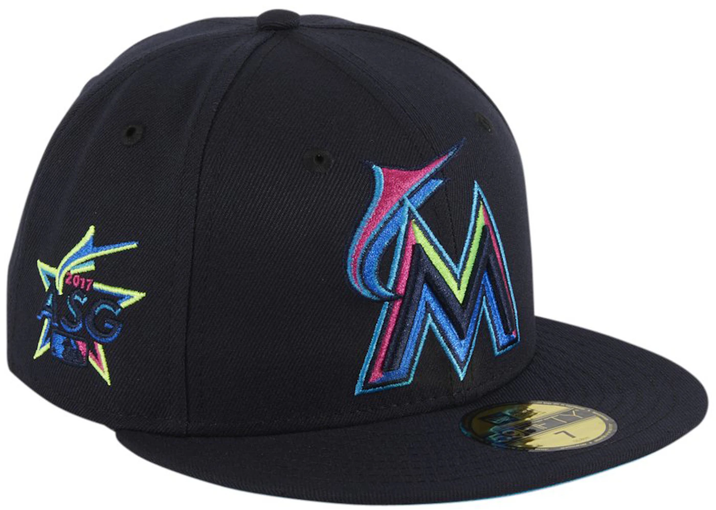 New Era Miami Marlins City Connect Patch Alternate Hat Club Exclusive  59Fifty Fitted Hat Neon Blue Men's - FW21 - US