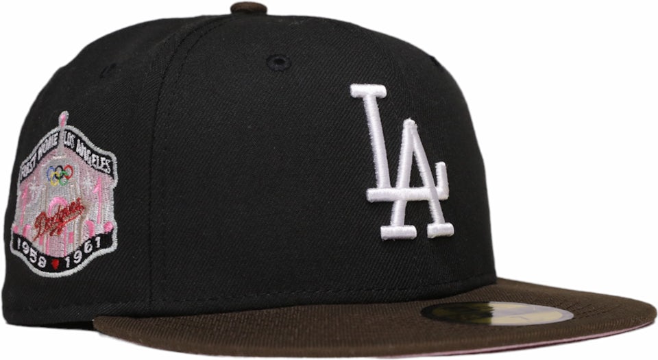 Los Angeles Dodgers New Era Basic 59FIFTY Fitted Hat - Black, Size: 7 5/8