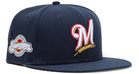New Era Milwaukee Brewers Beer Pack Logo Patch Hat Club Exclusive 59Fifty Fitted Hat Navy